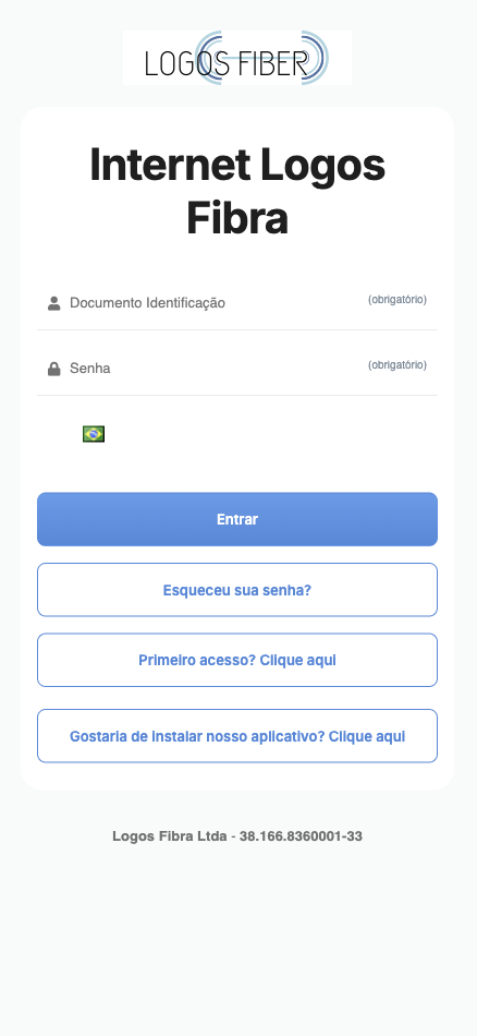 Tela da Central do Assinante Logos Fiber